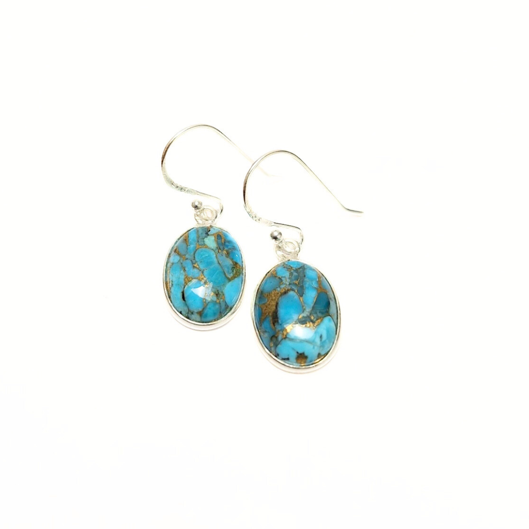 Turquoise Oval Earrings (10x14) |Silver