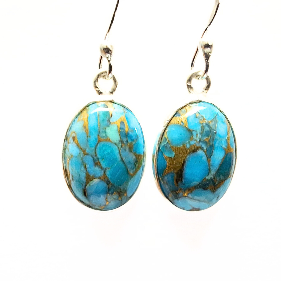 Turquoise Oval Earrings (10x14) |Silver