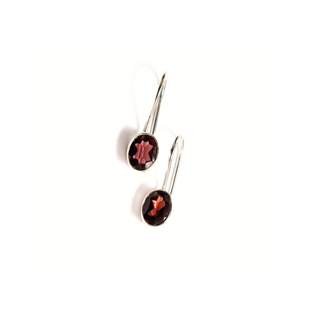 Garnet Classic Earrings |Silver