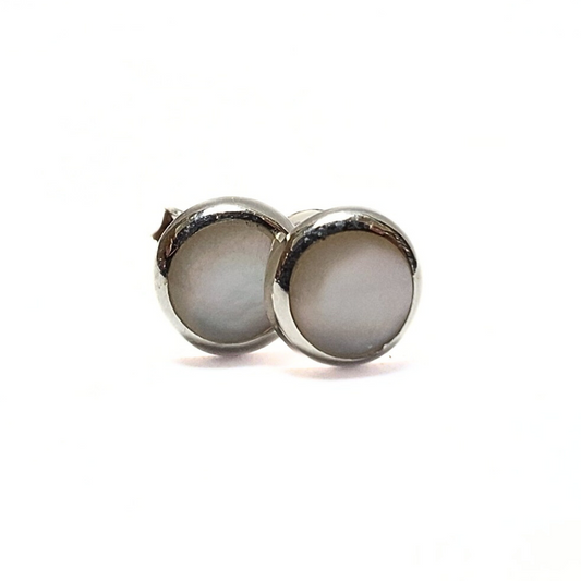 Mother Of Pearl 6mm Studs |Silver