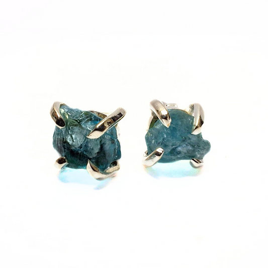 Apatite Raw Studs |Silver