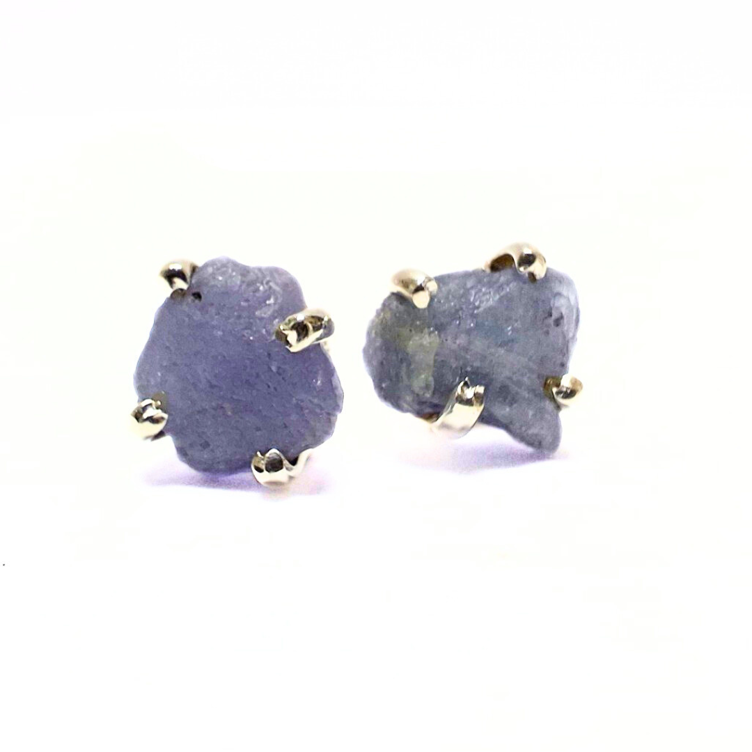 Tanzanite Raw Studs |Silver