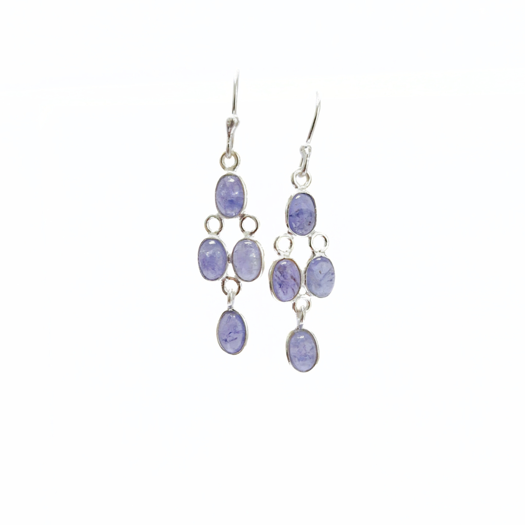 Tanzanite Drop Earrings |Silver