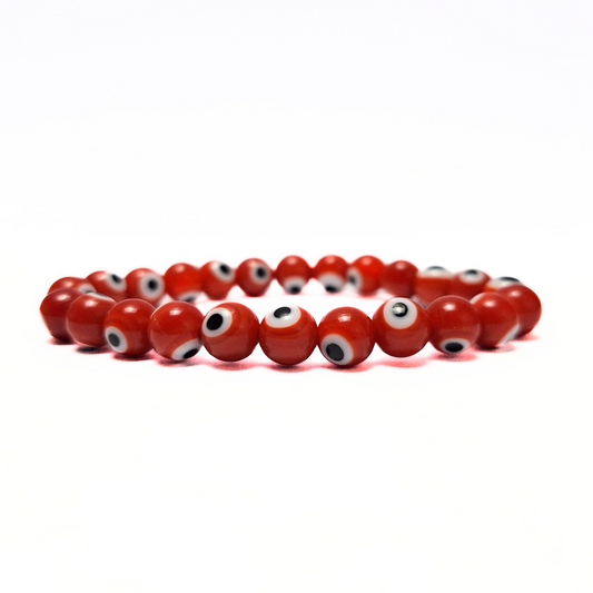 Evil Eye Glass Bracelet (Red)