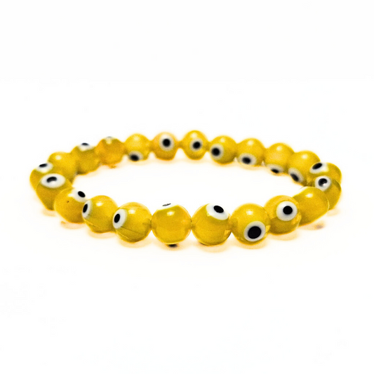 Evil Eye Glass Bracelet (Yellow)