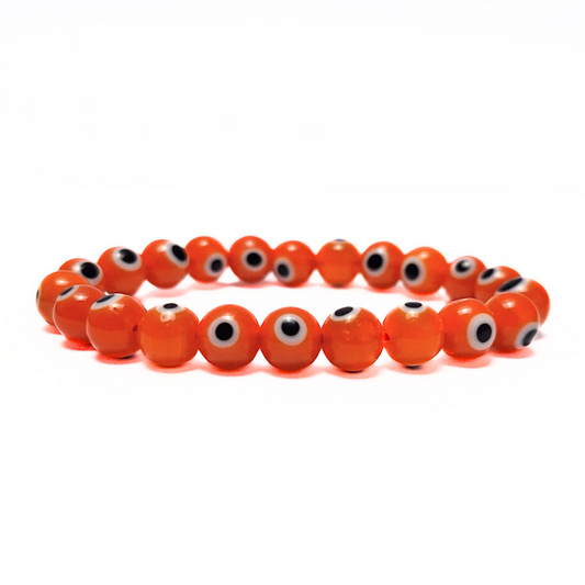 Evil Eye Glass Bracelet (Orange)