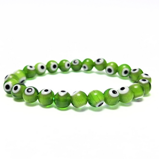 Evil Eye Glass Bracelet (Green)