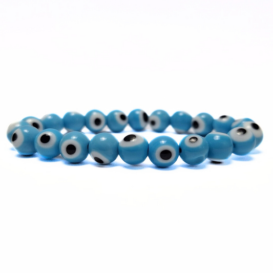 Evil Eye Glass Bracelet (Baby Blue)