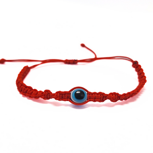 Evil Eye Twist Macrame Bracelet (Red)