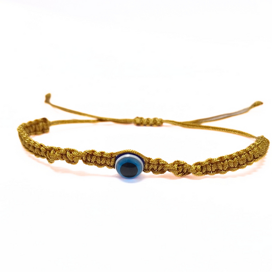 Evil Eye Twist Macrame Bracelet (Gold)