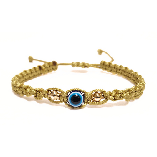 Evil Eye Macrame Bracelet (Gold)