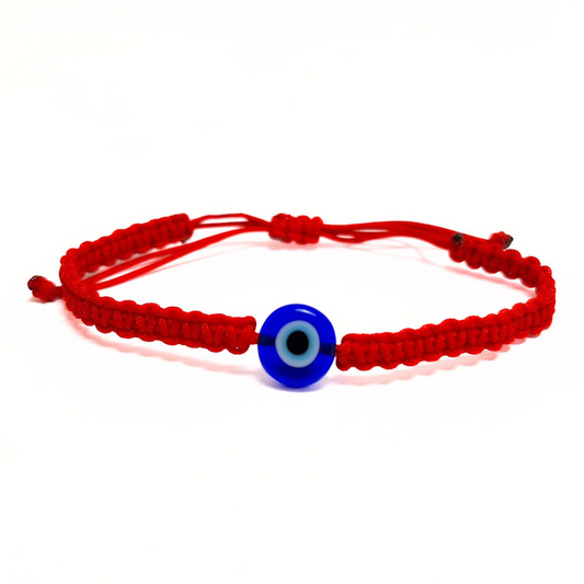 Evil Eye Coin Macrame Bracelet (Red)