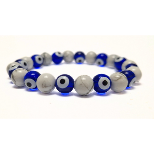 Evil Eye Glass & Howlite Bracelet