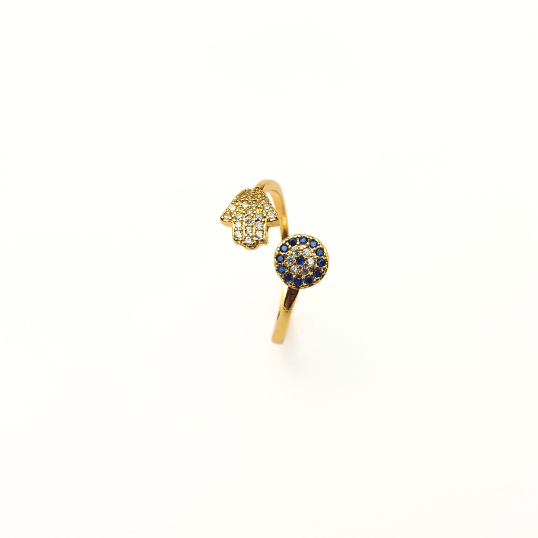 Hamsa & Evil Eye Ring (Gold)