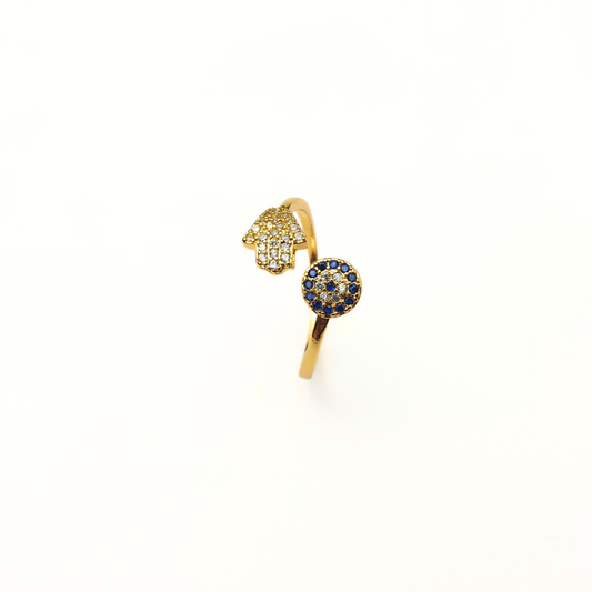 Hamsa & Evil Eye Ring (Gold)