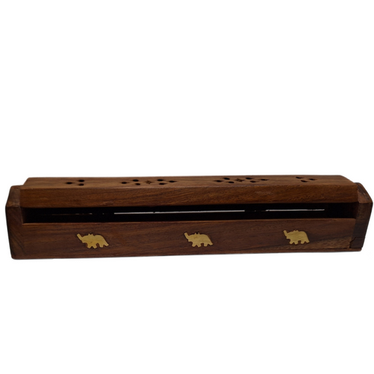 Wood Coffin Incense Holder