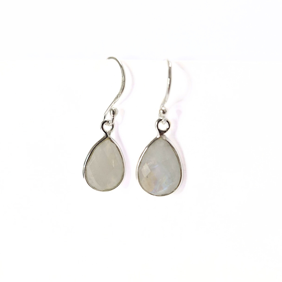 Moonstone Pear Earrings (10x14)|Silver