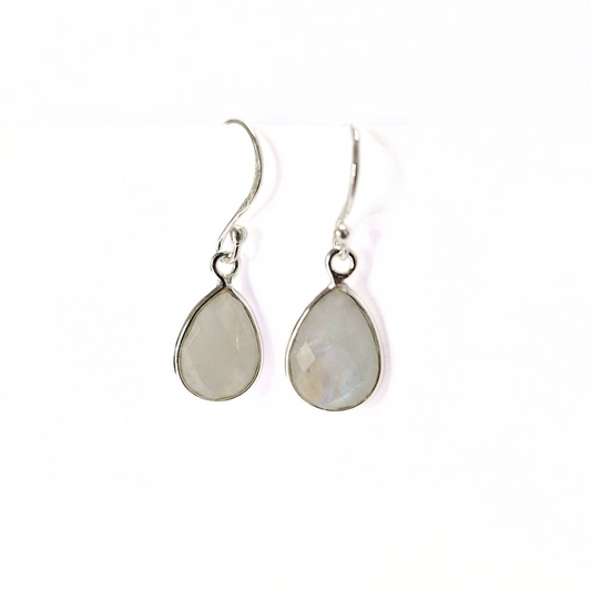 Moonstone Pear Earrings (10x14)|Silver