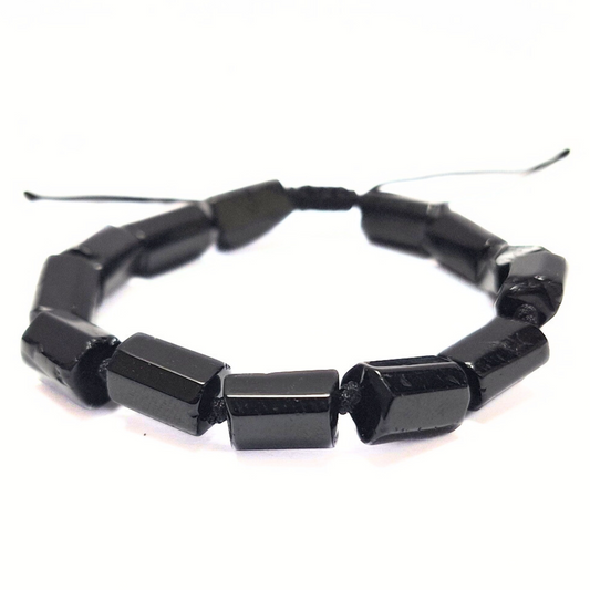 Black Tourmaline Tube Macrame Bracelet