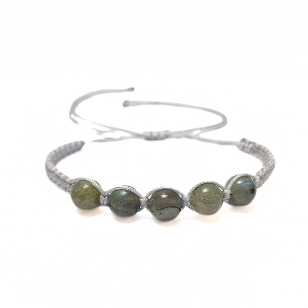 Labradorite 5 Bead Macrame Bracelet