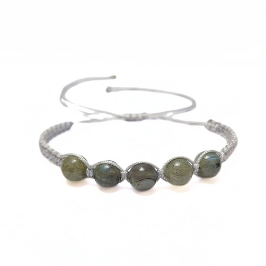 Labradorite 5 Bead Macrame Bracelet