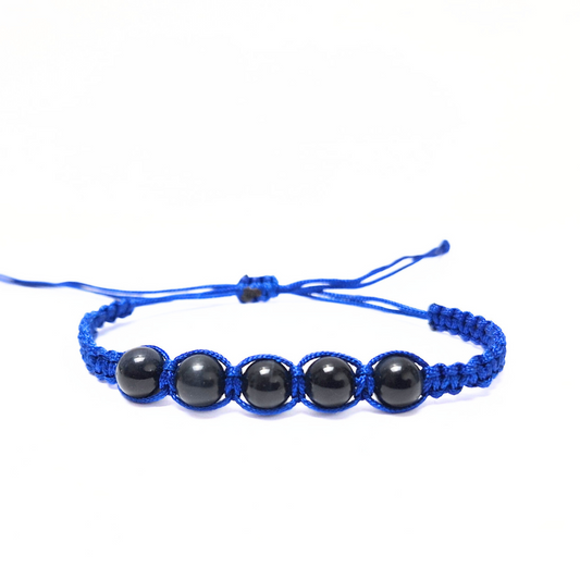 Blue Tigers Eye 5 Bead Macrame Bracelet