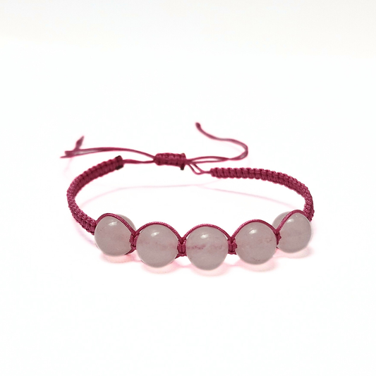 Rose Quartz 5 Bead Macrame Bracelet