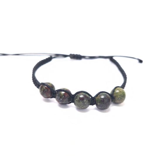 Dragons Blood Jasper 5 Bead Macrame Bracelet
