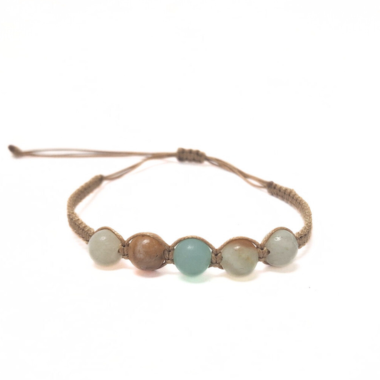 Amazonite 5 Bead Macrame Bracelet