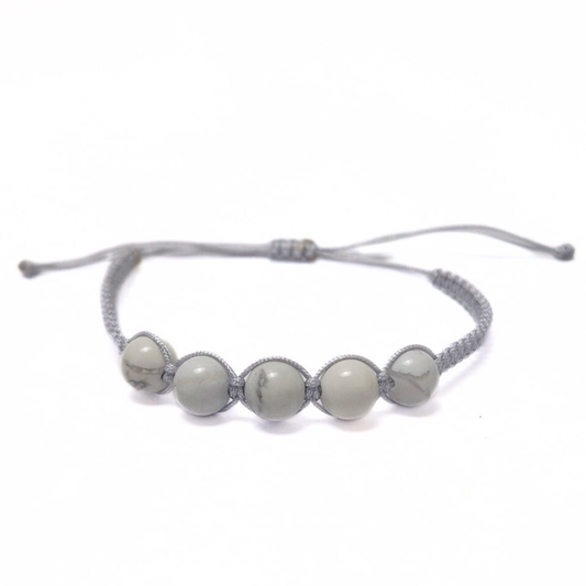 Howlite 5 Bead Macrame Bracelet