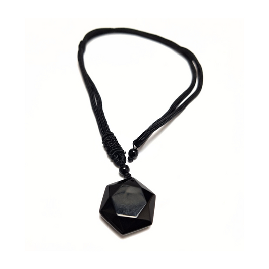 Black Obsidian Hexagram Necklace