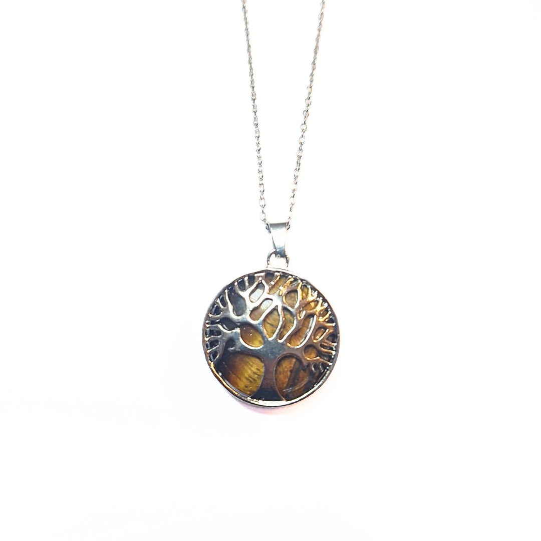 Tigers Eye 27mm Tree Pendant
