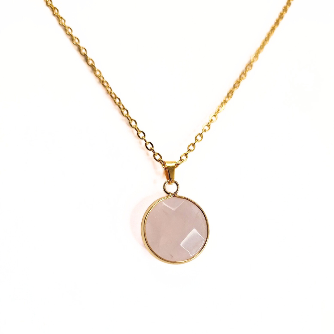 Rose Quartz Disc Pendant