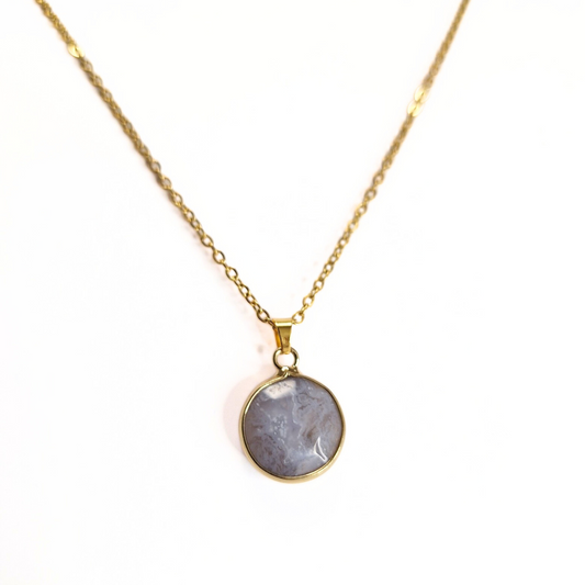 Blue Lace Agate Disc Pendant