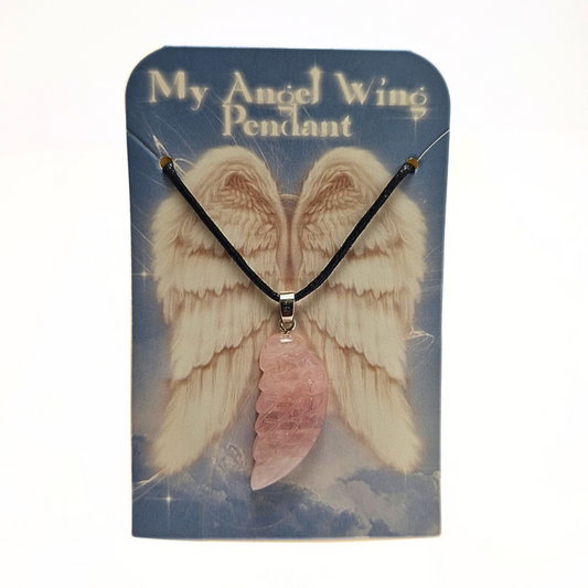 Rose Quartz Angel Wing Pendant