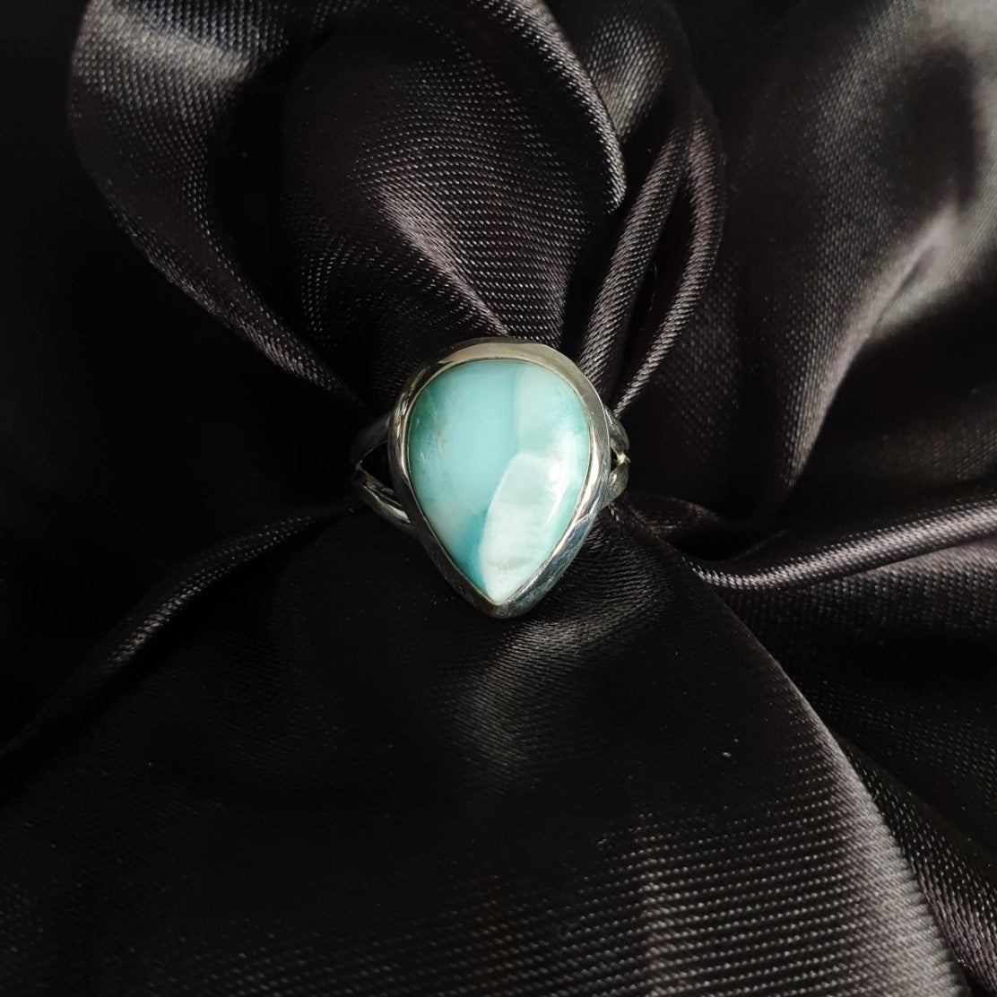 Larimar Pear Ring |Silver