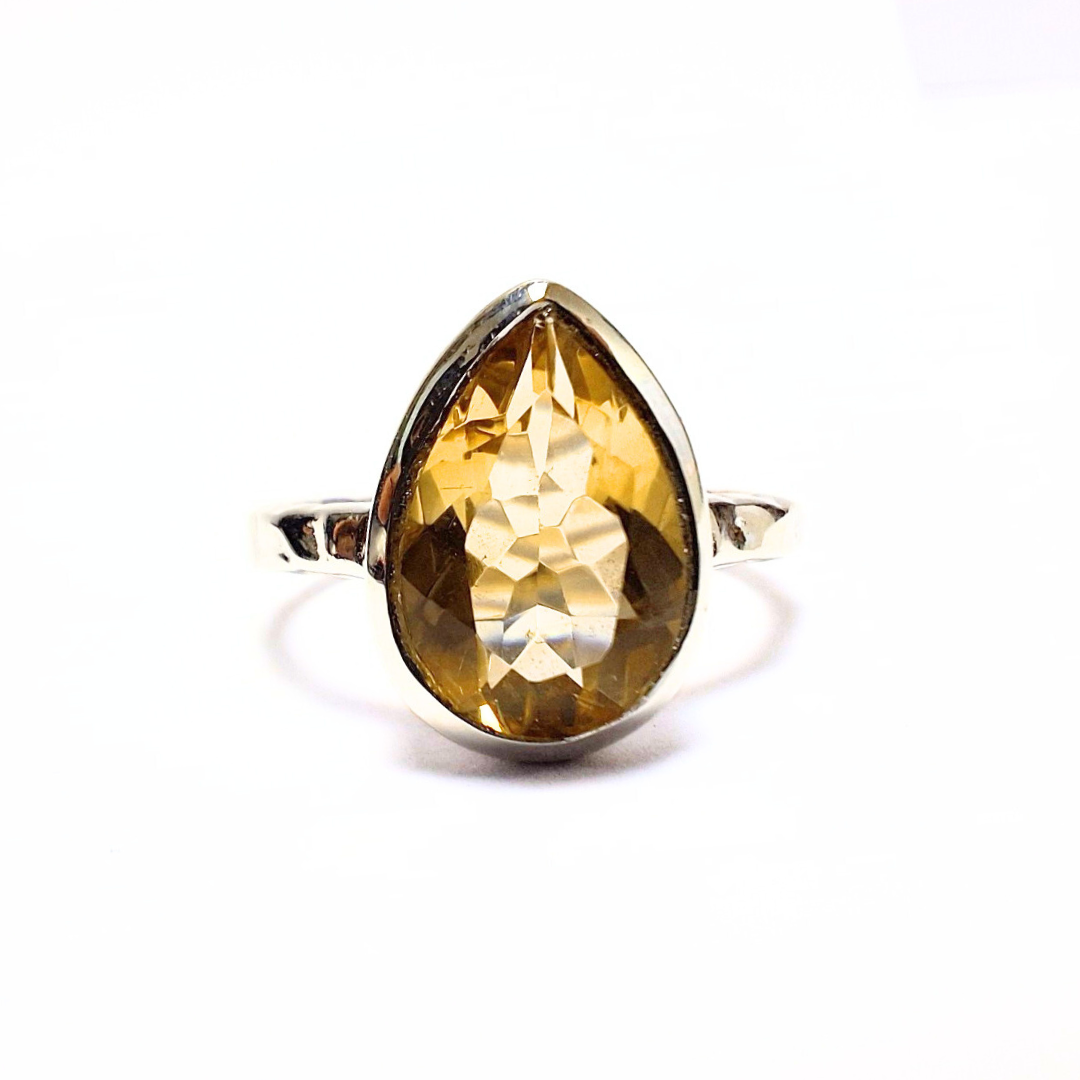 Citrine Pear Ring |Silver