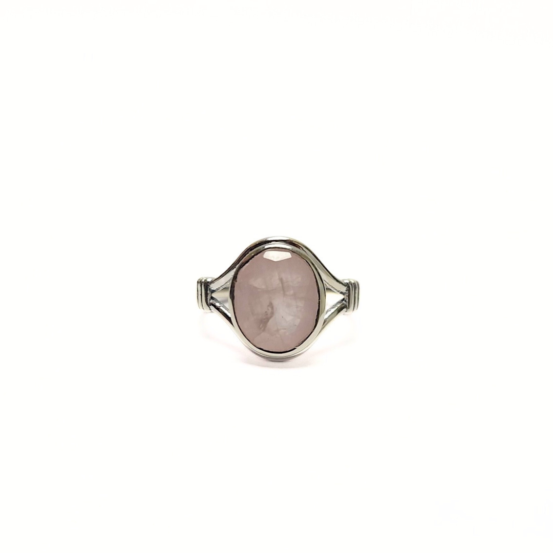 Rose Quartz Oval Ring (12x9) |Silver