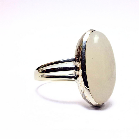 Moonstone Oval Ring (20x10) |Silver