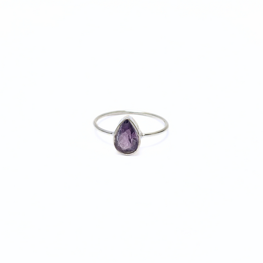 Amethyst Julie Pear Ring |Silver