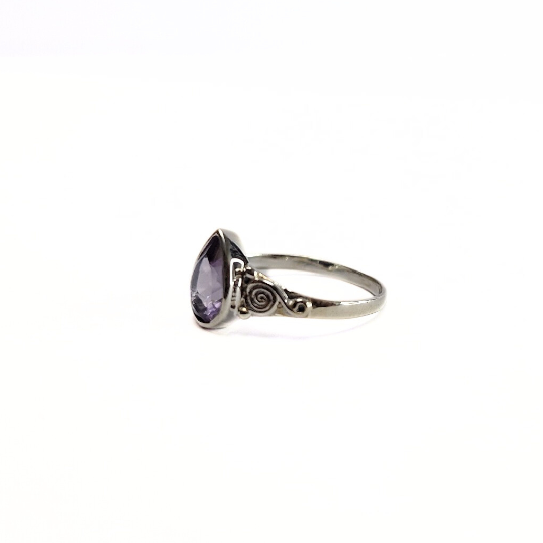 Amethyst Spiral Ring |Silver