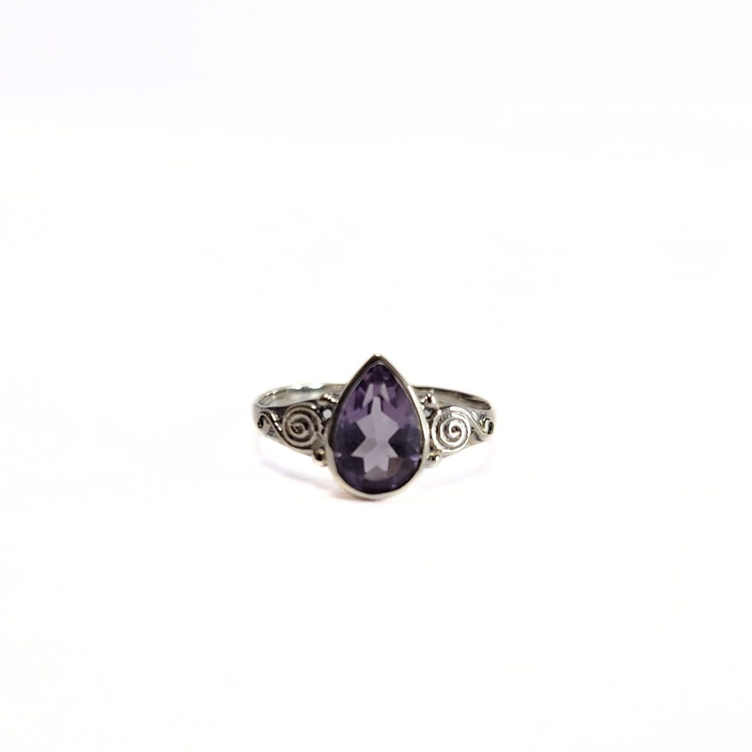 Amethyst Spiral Ring |Silver