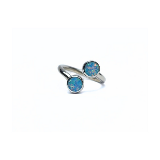 Blue Opal Double Ring