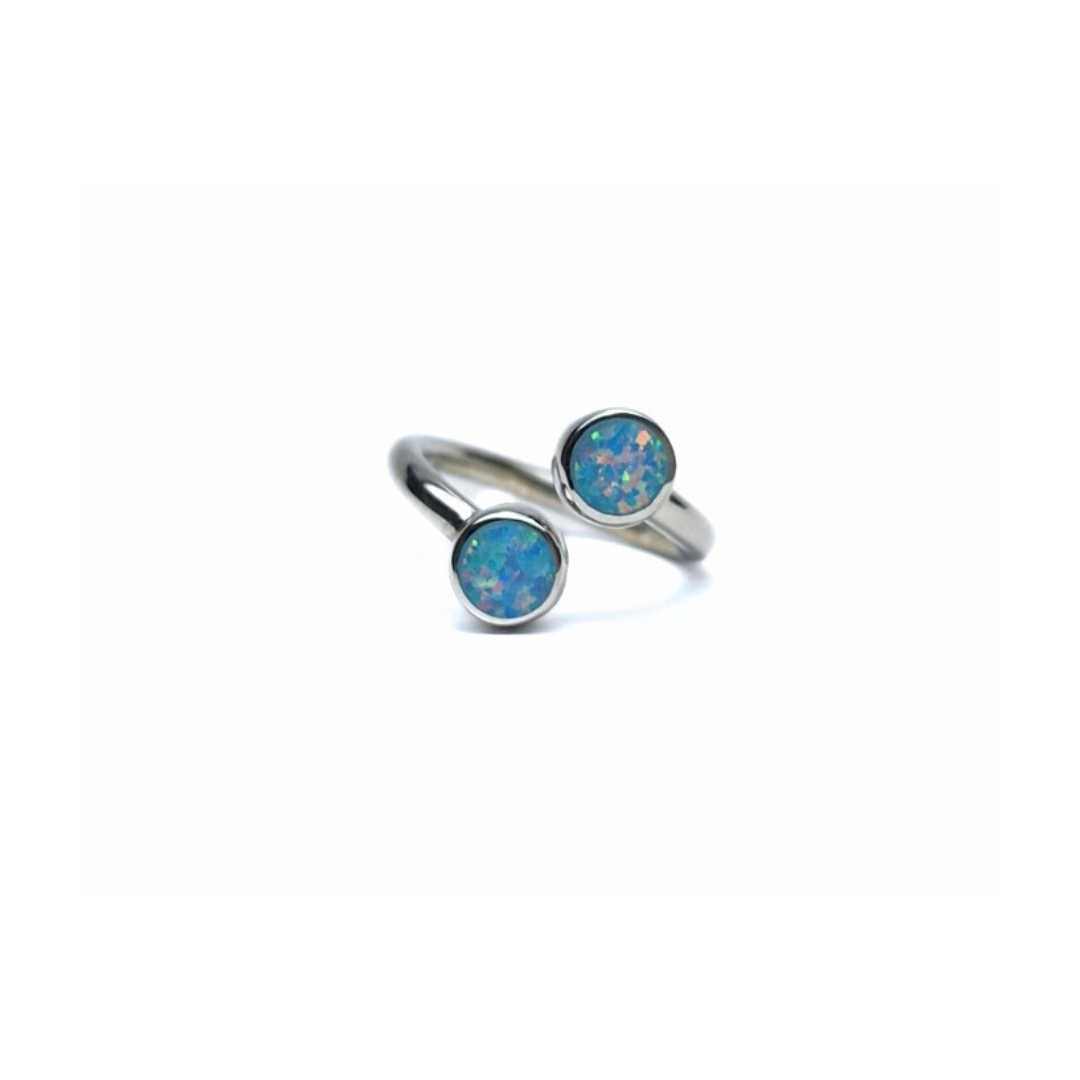 Blue Opal Double Ring |Silver