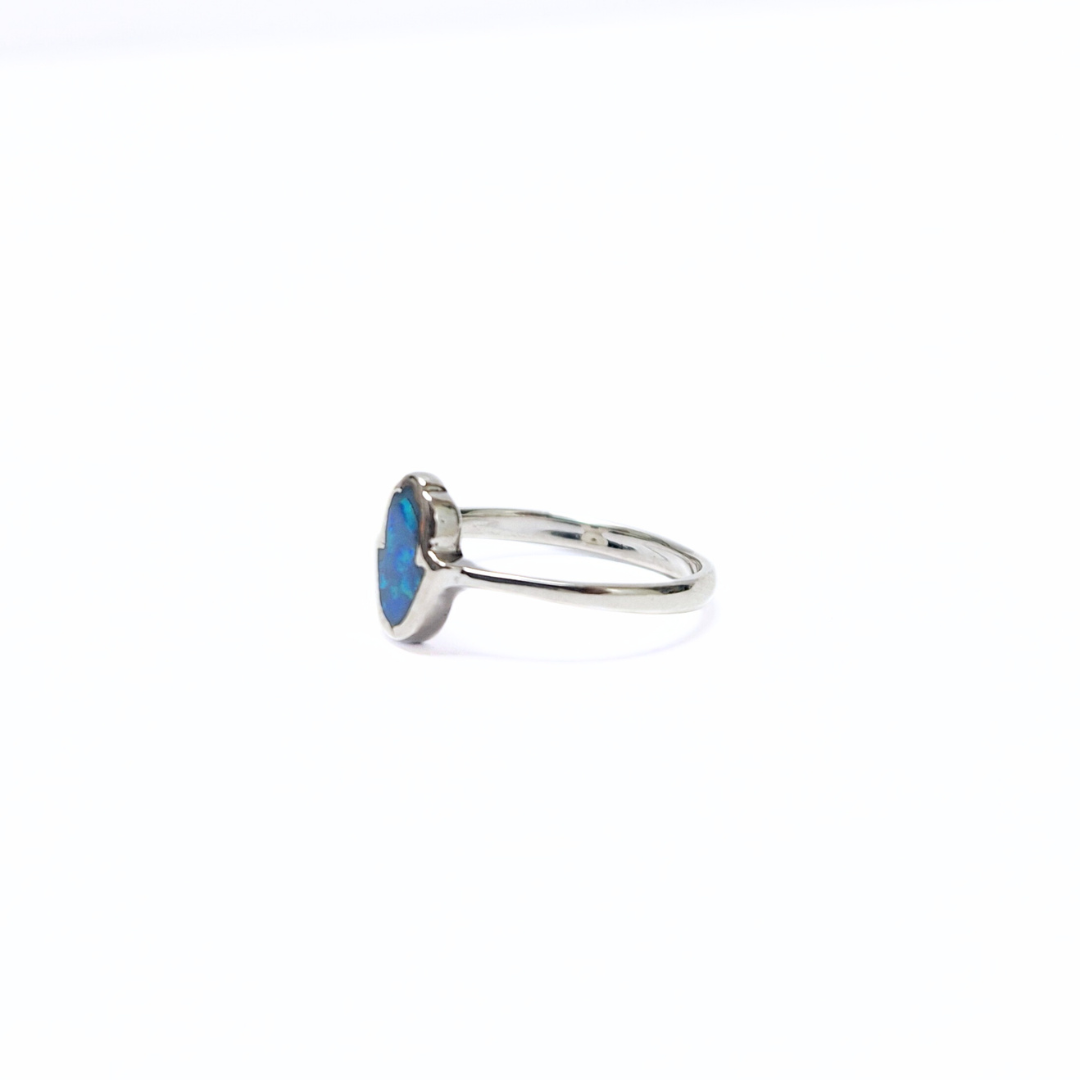 Blue Opal Hamsa Ring |Silver