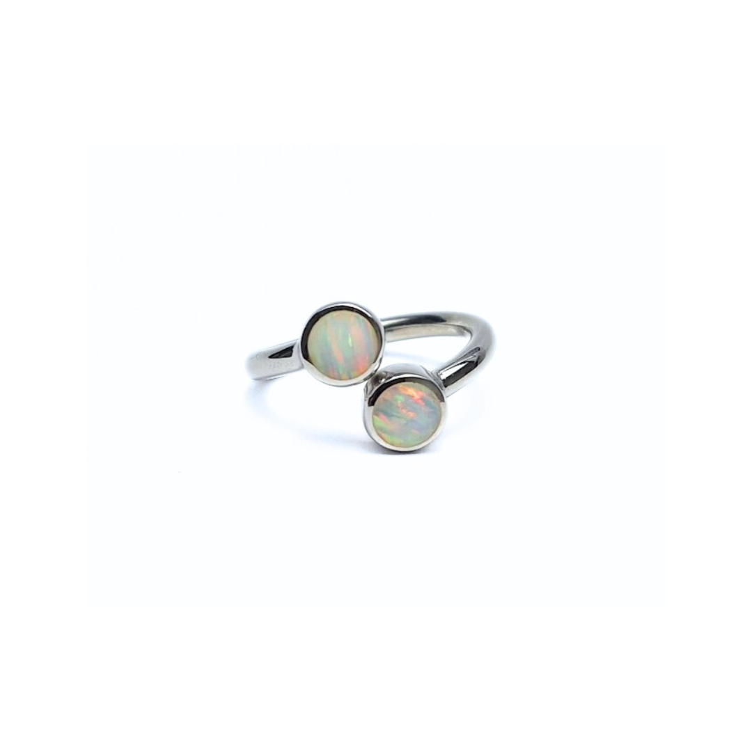 White Opal Double Ring |Silver