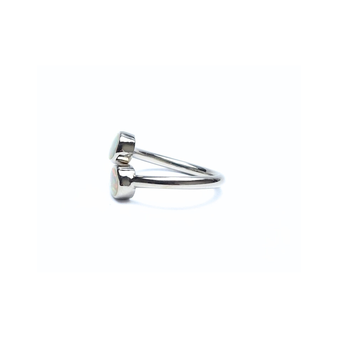 White Opal Double Ring |Silver