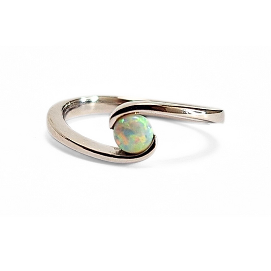 White Opal Dot Ring
