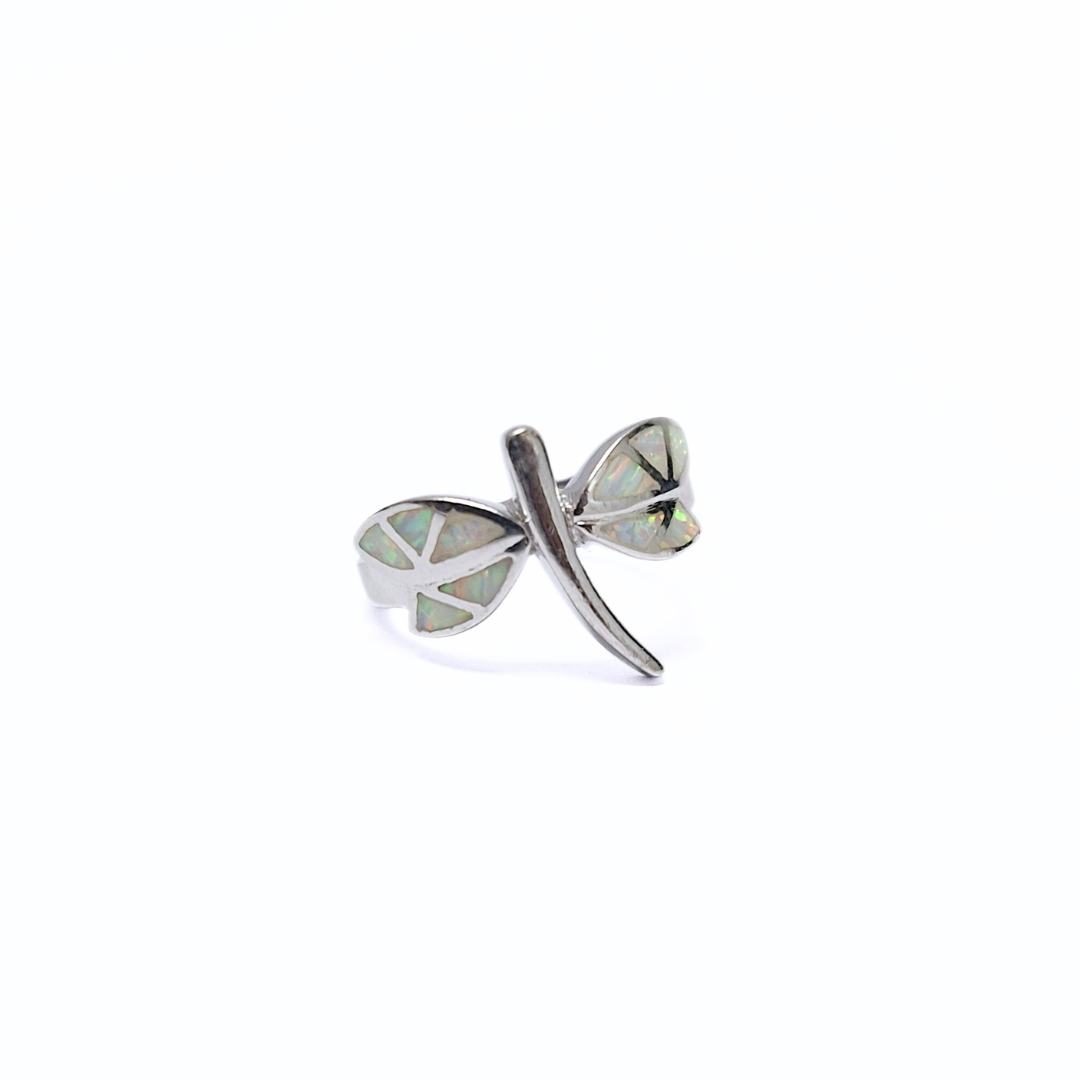 White Opal Dragonfly Ring |Silver