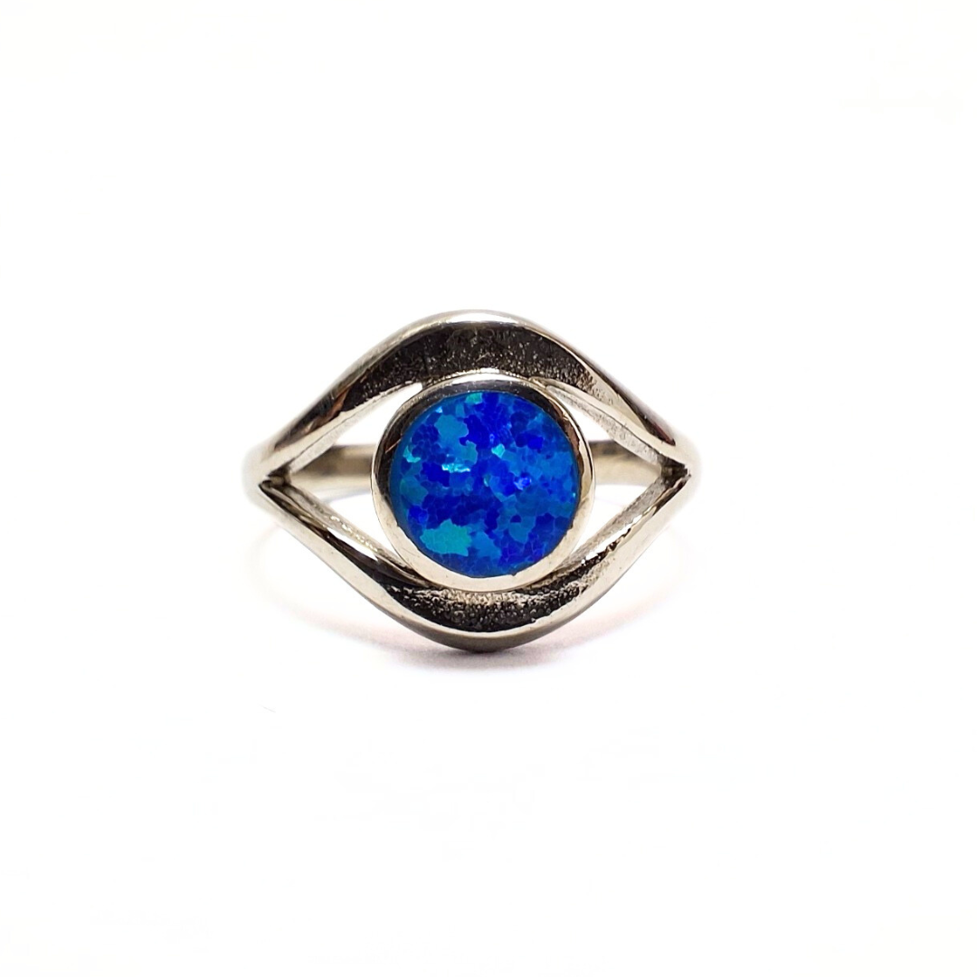 Blue Opal Eye Ring |Silver